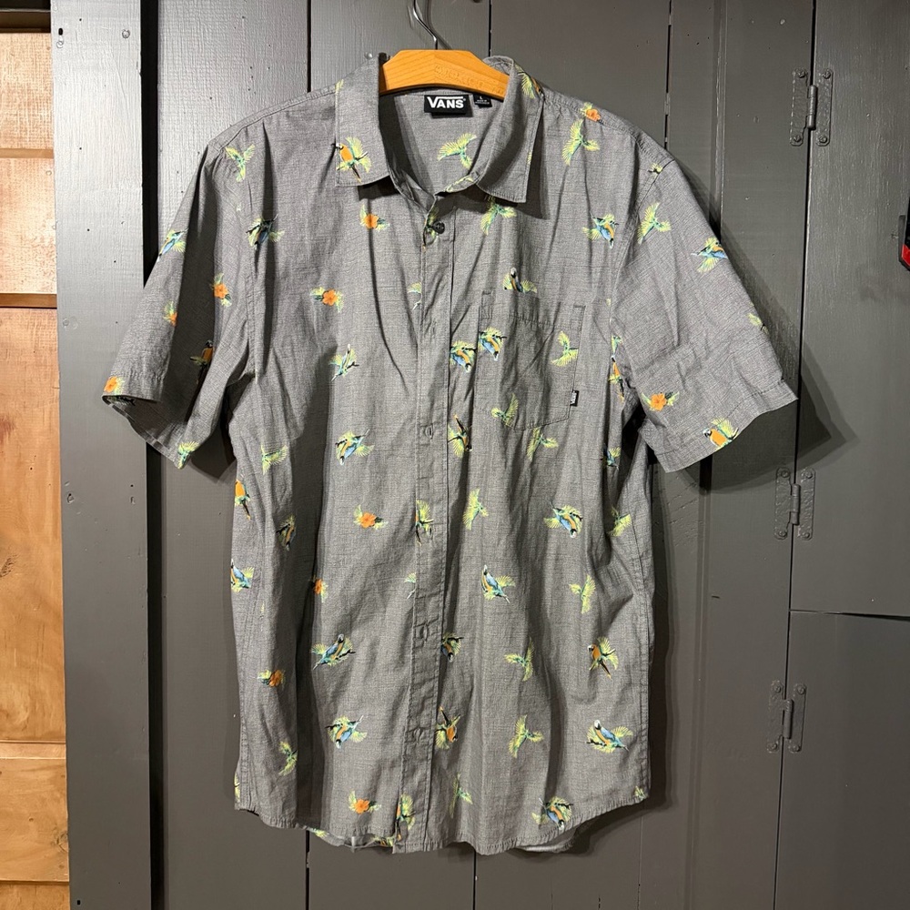 Vans Beach Bird Tropical Print Casual Shirt! Like new!